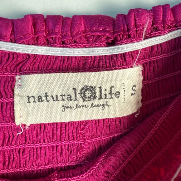 Natural Life Smocked Waist Satin Shorts Magenta Size SM Festival Hippie Boho - Picture 3 of 7